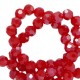 Abalorios de vidrio redondos facetados 4mm - Rojo carmesí oscuro-revestimiento pearl shine